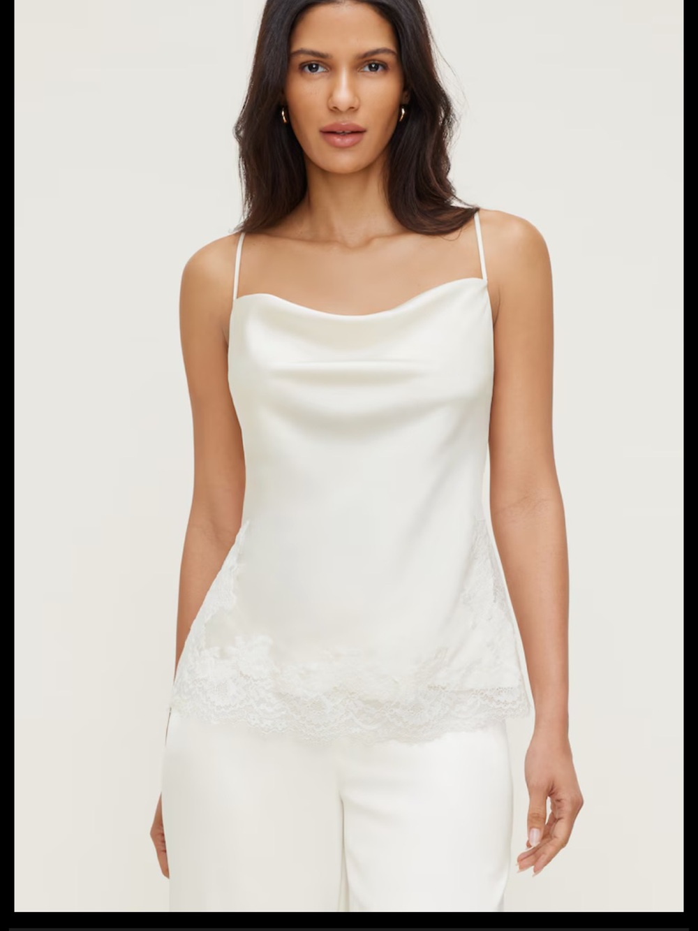 Dynamite Ivory Satin Lace Cowl Neck Camisole